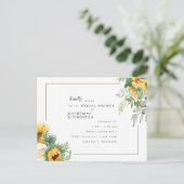 モダンなトスカーナのひまわりが咲く ブライダルシャワー インビテーションポストカード (スタンド正面)