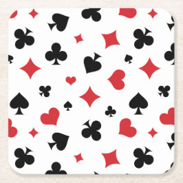 モダンなトランプのスーツパターン スクエアペーパーコースター