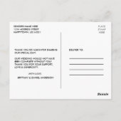 モダンなトレンディなスクリプトウェディングラブと感謝 ポストカード (裏面)