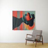 モダンなトレンディな女性 レトロな夕焼けのタペストリー タペストリー (インサイチュ(横))