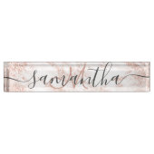 モダンなトレンディーのばら色の金ゴールドのグリッターの大理石のモノグラム デスクネームプレート (正面)