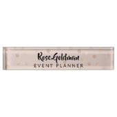 モダンなトレンディーのばら色の金ゴールドの紙吹雪は贅沢に点を打ちます デスクネームプレート (正面)