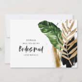 モダンなトロピカルアブストラクトペイントのブライズメイド 招待状 (正面)