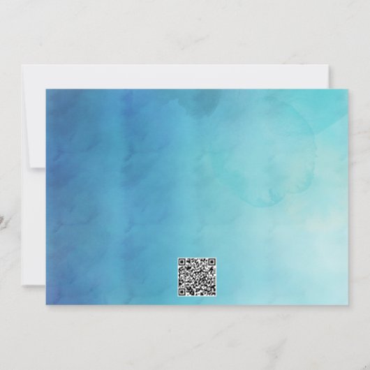 モダンなトロピカルオceanビーチウェディングQRコード セーブザデート (裏面)