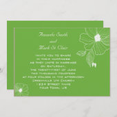 モダンなトロピカルグリーンとホワイトの結婚式招待状 招待状 (正面/裏面)