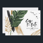 モダンなトロピカル抽象絵画のウェディングフォト セーブザデート<br><div class="desc">モダンなトロピカル抽象絵画のウェディングフォトの結婚式前のお知らせカード。モダンなウェディングコレクションの一部です。</div>