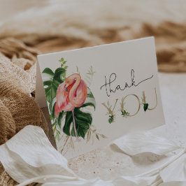 モダンなトロピカル フラミンゴ ベビーシャワーまたは誕生日 サンキューカード