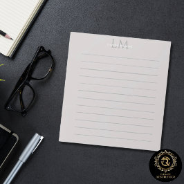 モダンなトープグレー モノグラム ステーショナリー ノートパッド