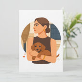 モダンなドッグママの美意識と可愛い子犬 招待状 (スタンド正面)