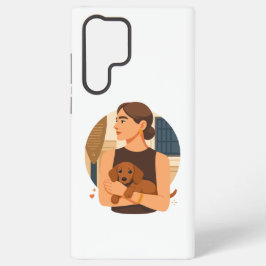 モダンなドッグマムの美意識と可愛い子犬 SAMSUNG GALAXY S22 ULTRAケース
