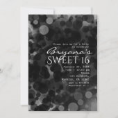 モダンなドット 白黒 パーティー招待状 招待状 (正面)