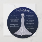 モダンなドレスの円形結婚式招待状 招待状 (正面)