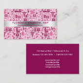 モダンなナースの看護パターンピンク 名刺 (正面/裏面)