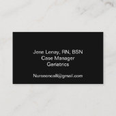 モダンなナースの赤いハートの標準的な名刺 名刺 (裏面)