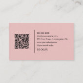 モダンなニュートラルとピンクのQRコード付きヘアスタイリストデザイン 名刺 (裏面)