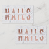 モダンなネイルによって切り取られるばら色の金ゴールドのタイポグラフィの大理石 名刺 (正面/裏面)