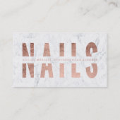 モダンなネイルによって切り取られるばら色の金ゴールドのタイポグラフィの大理石 名刺 (裏面)