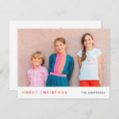 モダンなネオンメリークリスマスの写真の郵便はがき シーズンポストカード (正面/裏面)