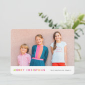 モダンなネオンメリークリスマスの写真カード シーズンカード (スタンド正面)