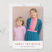 モダンなネオンメリークリスマスの写真カード シーズンカード (正面)