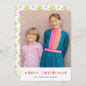 モダンなネオンメリークリスマスの写真カード シーズンカード (正面/裏面)