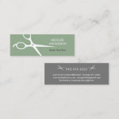 モダンなハサミの美容師 グリーン スキニー名刺 (正面/裏面)