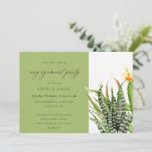 モダンなハスの花とサボテンの花束のエンゲージメントカード 招待状 (スタンド正面)