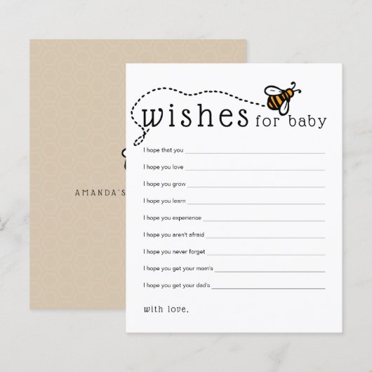 モダンなハチの赤ちゃんへの願いカード (正面/裏面)