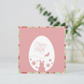 モダンなハッピーイースター パステルピンクの卵 招待状 (スタンド正面)