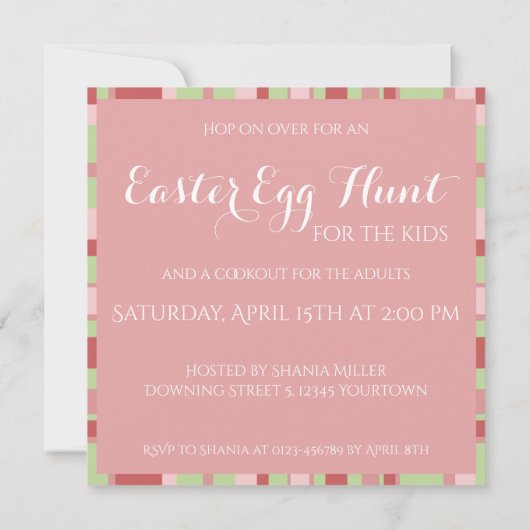 モダンなハッピーイースター パステルピンクの卵 招待状 (裏面)