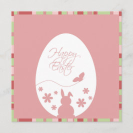 モダンなハッピーイースター パステルピンクの卵 招待状