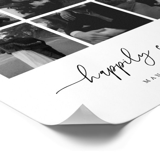 モダンなハッピーエンド 9枚の写真を飾る結婚式 ポスター (角)