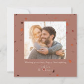 モダンなハッピースタンクギブィングフォト秋の落ち葉 招待状 (裏面)