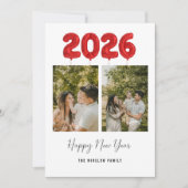 モダンなハッピーニューイヤーの写真コラージュ、2026 赤 シーズンカード (正面)