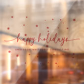 モダンなハッピーホリデービジネス名の赤い雪の結晶 ウィンドウサイン (シート2)