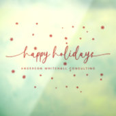 モダンなハッピーホリデービジネス名の赤い雪の結晶 ウィンドウサイン (シート3)