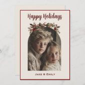 モダンなハッピーホリデー家族写真カード シーズンカード (正面/裏面)