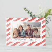 モダンなハッピーホリデー クリスマス家族写真 シーズンカード (スタンド正面)