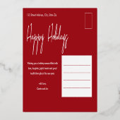 モダンなハッピーホリデー シンプルスクリプト フォト 箔シーズンカード (裏面)