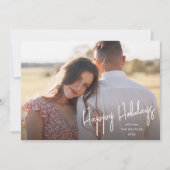 モダンなハッピーホリデー スクリプト シンプル フォト シーズンカード (正面)