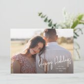 モダンなハッピーホリデー スクリプト シンプル フォト シーズンカード (スタンド正面)