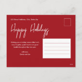 モダンなハッピーホリデー スクリプト シンプル フォト シーズンポストカード (裏面)