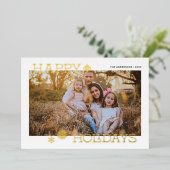 モダンなハッピーホリデー スノーフレーク フォト 箔シーズンカード (立ち正面)