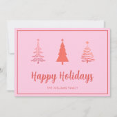 モダンなハッピーホリデー ピンクカード シーズンカード (正面)