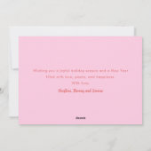 モダンなハッピーホリデー ピンクカード シーズンカード (裏面)