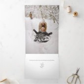 モダンなハッピーホリデー 薄いラインの境界線 5枚写真 三つ折りクリスマスカード (内部)