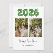 モダンなハッピー・ニュー・イヤー・フォト・コラージュ 2026 | エレガント シーズンカード (正面)
