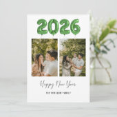 モダンなハッピー・ニュー・イヤー・フォト・コラージュ 2026 | エレガント シーズンカード (スタンド正面)
