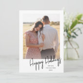 モダンなハッピー ホリデー シンプル スクリプト フォト シーズンカード (スタンド正面)