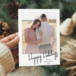 モダンなハッピー ホリデー シンプル スクリプト フォト シーズンカード